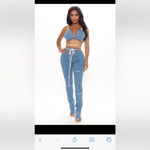 Kelsie denim pant set medium sold out everywhere